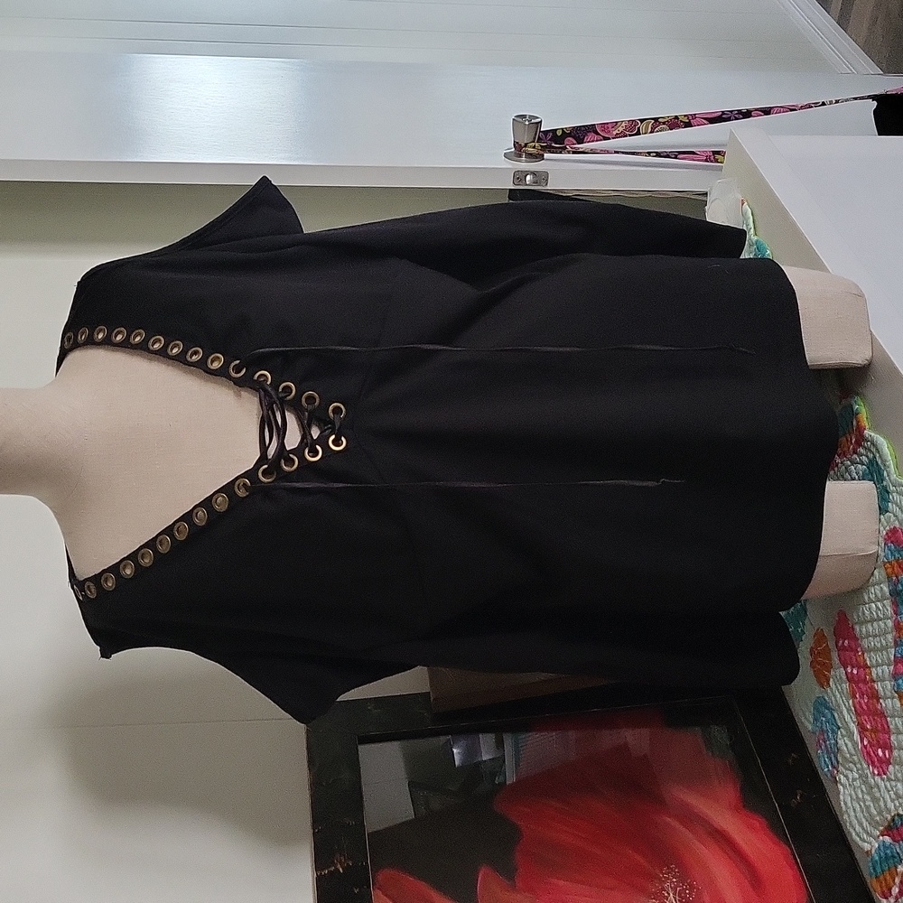 Lace Up Cold Shoulder Top